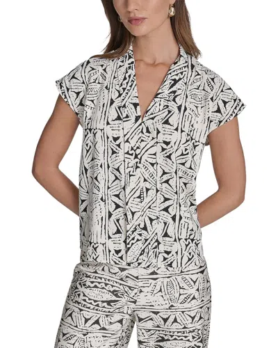 Halston Printed V-neck Top In Multi