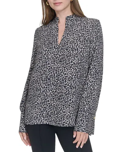 Halston Printed V-neck Top In Purple