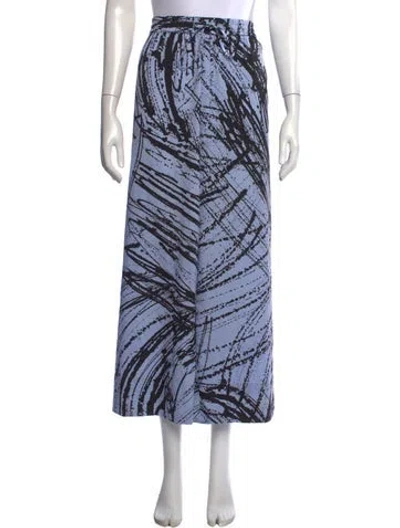 Pre-owned Halston Printed Wide Leg Pants In Blue