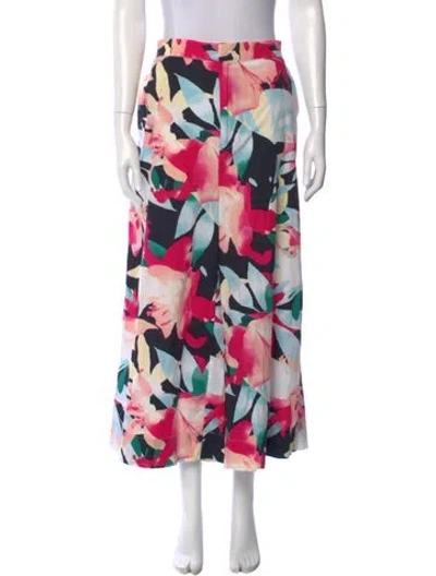 Pre-owned Halston Printed Wide Leg Pants In Pink