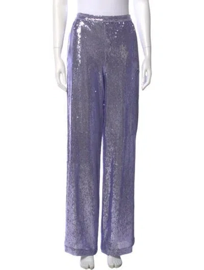 Pre-owned Halston Printed Wide Leg Pants W/ Tags In Purple