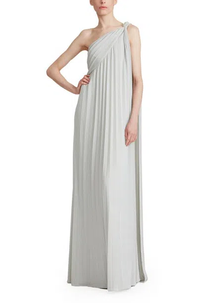Halston Priya Knit Pleated Gown In White
