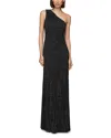 Halston Rafelle One-shoulder Rhinestone Gown In Black