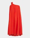 Halston Rafelle One-shoulder Georgette Midi Dress In Orange Spice