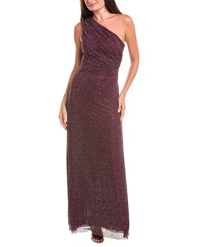 Halston Rafelle Rhinestone Mesh Gown In Red