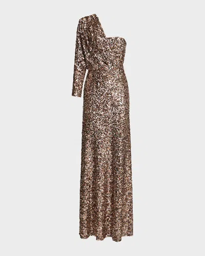 Halston Ramona One-shoulder Sequin Gown