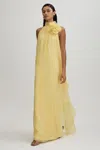 Halston Ginnie Chiffon Cape Gown In Buttermilk