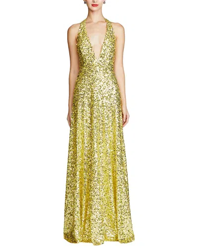 Halston Renata Sequins Gown In Gold
