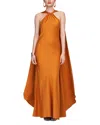 Halston Reta Cape Gown In Hot Mustard