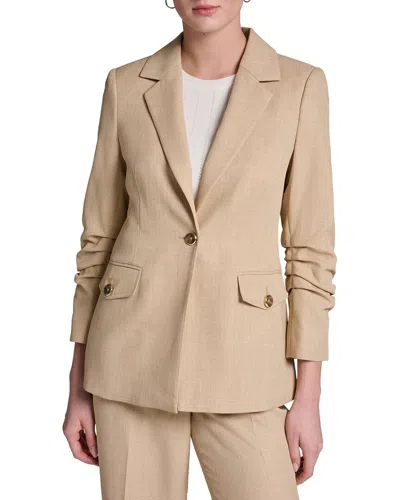 Halston Rolled Sleeve Textured Blazer In Neutral