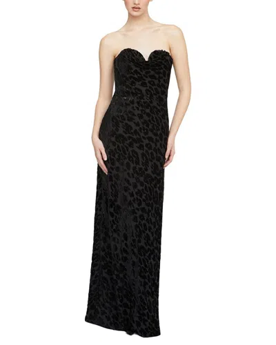 Halston Rosalie Chiffon Devore' Gown In Black