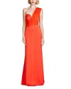Halston Roselle One-shoulder Cotton Blend Crepe Gown In Orange Spice