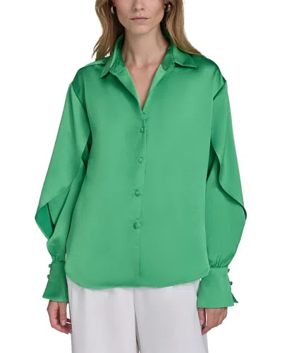 Halston Ruffle Sleeve V-neck Blouse In Multi