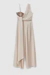 HALSTON HALSTON SATIN SEQUIN WIDE LEG JUMPSUIT