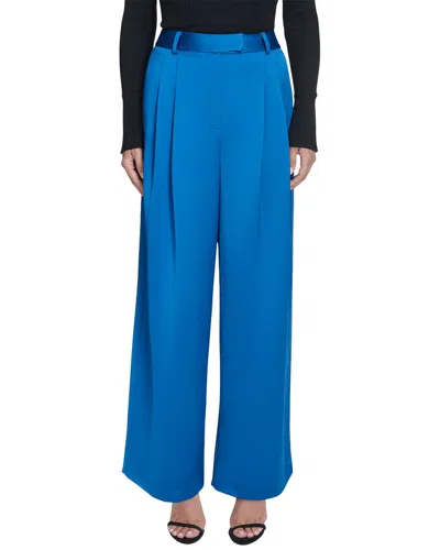 Halston Satin Trouser Pant In Blue