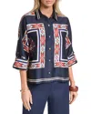 Halston Scarf Printed Button Up Blouse In Multi