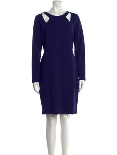 Pre-owned Halston Scoop Neck Knee-length Dress In Purple