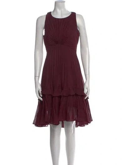 Pre-owned Halston Scoop Neck Knee-length Dress In Purple
