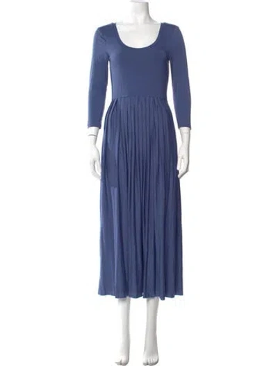 Pre-owned Halston Scoop Neck Long Dress In Blue