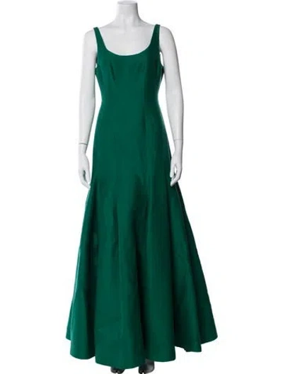 Pre-owned Halston Scoop Neck Long Dress In Green