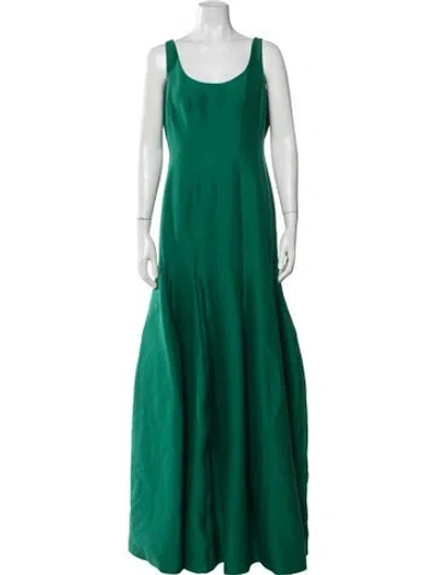 Pre-owned Halston Scoop Neck Long Dress W/ Tags In Green