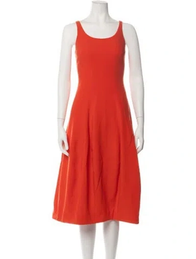 Pre-owned Halston Scoop Neck Midi Length Dress In Orange