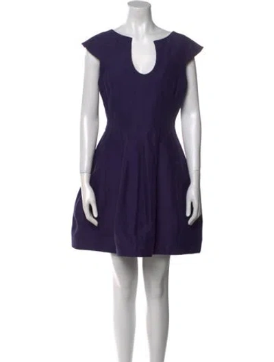 Pre-owned Halston Scoop Neck Mini Dress In Blue