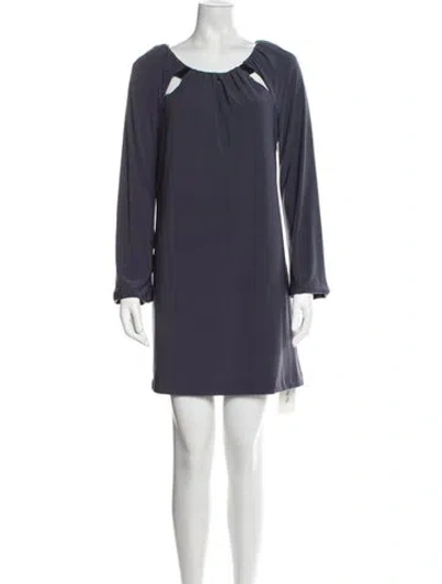 Pre-owned Halston Scoop Neck Mini Dress In Gray