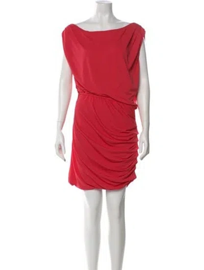 Pre-owned Halston Scoop Neck Mini Dress In Pink