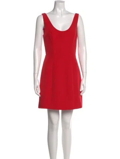 Pre-owned Halston Scoop Neck Mini Dress In Red