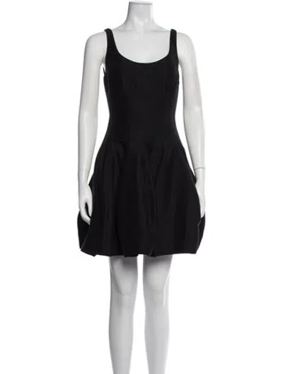 Pre-owned Halston Scoop Neck Mini Dress W/ Tags In Black