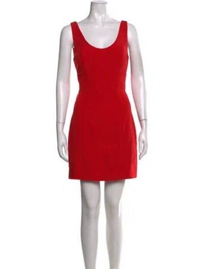 Pre-owned Halston Scoop Neck Mini Dress W/ Tags In Red