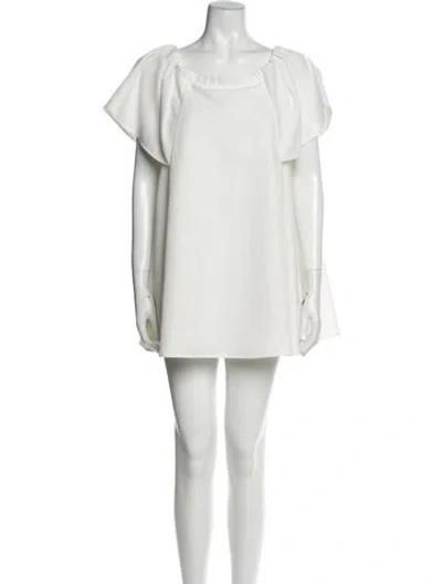 Pre-owned Halston Scoop Neck Mini Dress In White
