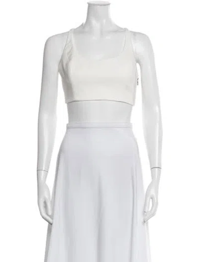 Pre-owned Halston Scoop Neck Sleeveless Crop Top In Neutral