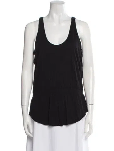 Pre-owned Halston Scoop Neck Sleeveless Top In Black