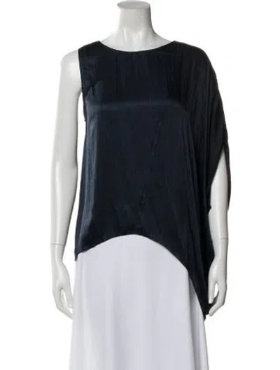 Pre-owned Halston Scoop Neck Sleeveless Top In Blue