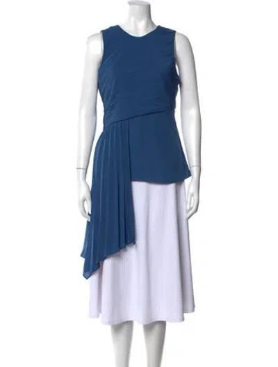 Pre-owned Halston Scoop Neck Sleeveless Top In Blue