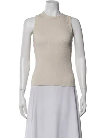 Pre-owned Halston Scoop Neck Sleeveless Top In White