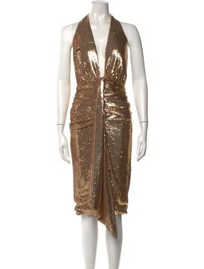 Pre-owned Halston Sequin Knee-length Dress W/ Tags