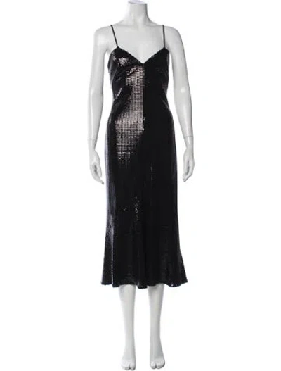 Pre-owned Halston Sequin Midi Length Dress W/ Tags In Black