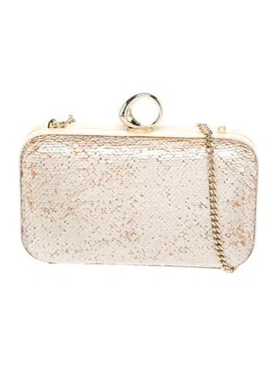 Pre-owned Halston Sequins Minaudière In Neutral