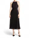 Halston Serenity Sleeveless Pleated Foil Chiffon Midi Dress In Multi