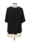 Halston Short Sleeve Blouse In Black