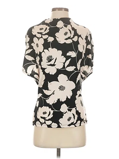 Pre-owned Halston Short Sleeve Blouse In Black