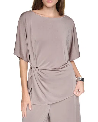 Halston Short Sleeve Jersey Top In Neutral