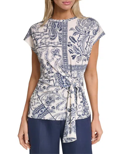 Halston Short Sleeve Printed Top In Nj6