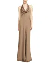Halston Sid Satin Gown In Brown
