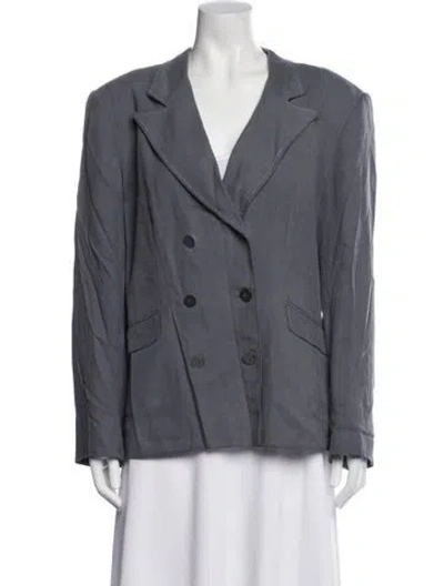 Pre-owned Halston Silk Blazer In Grey