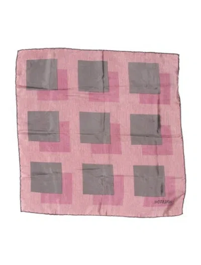 Pre-owned Halston Silk Colorblock Pattern Scarf In Pink