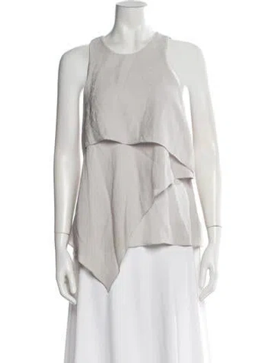 Pre-owned Halston Silk Crew Neck Top In Green